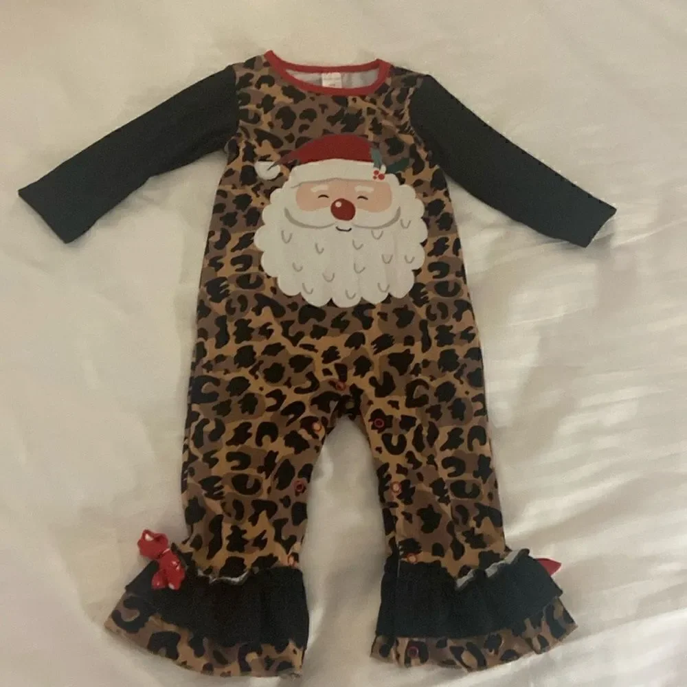 Boutique Cheetah Santa Jumper 18 Months Penelope Plumm